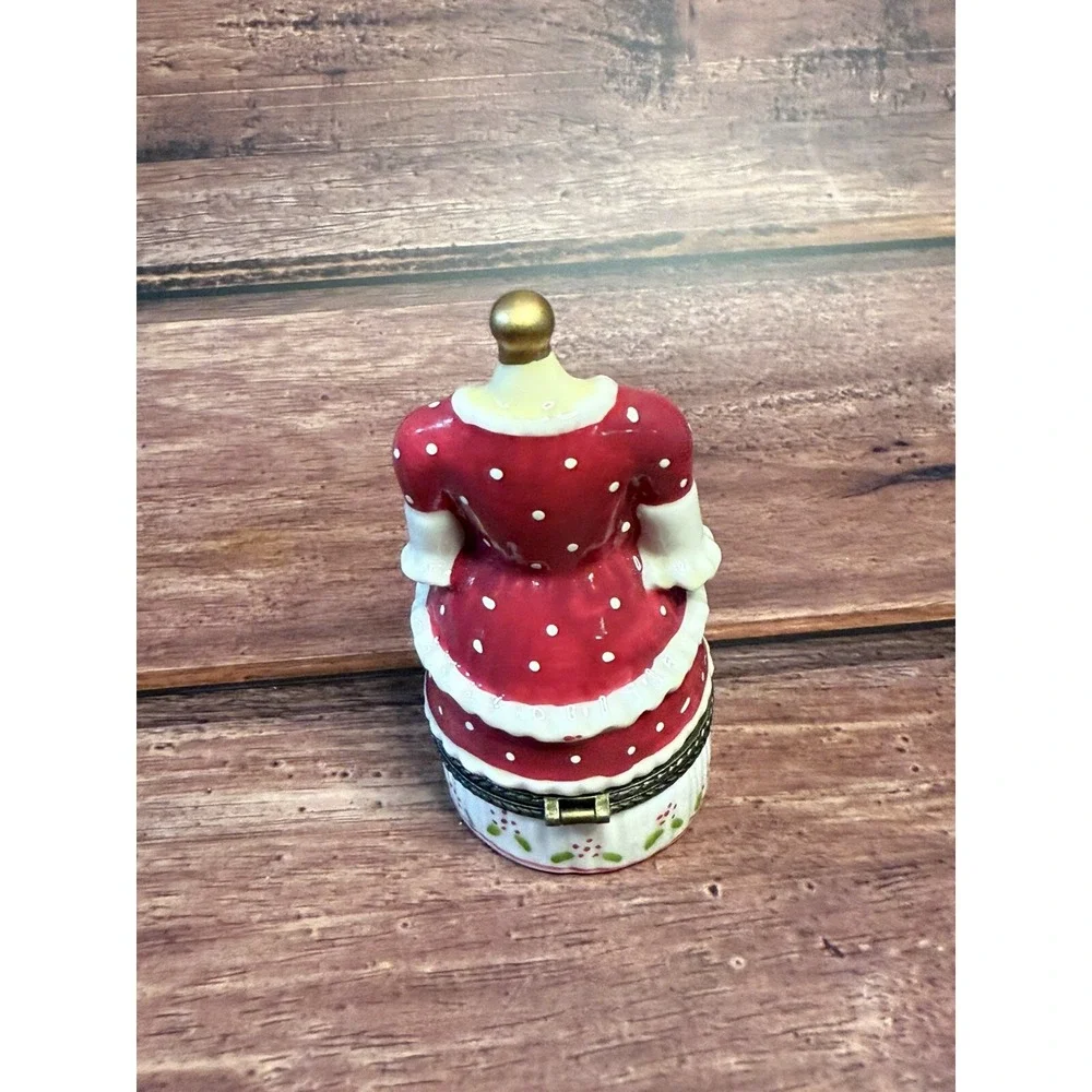 Vintage Dress Porcelain Hinged Jewelry Trinket Box Bust Form